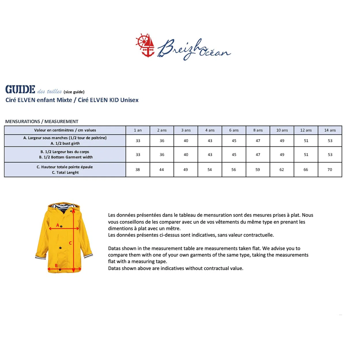 Breizh Ocean Ciré Imperméable Enfant ELVEN Mixte Garçon Fille Impermeable Intérieur Rayé Style Marinière Capuche Manteau 1-14 ans