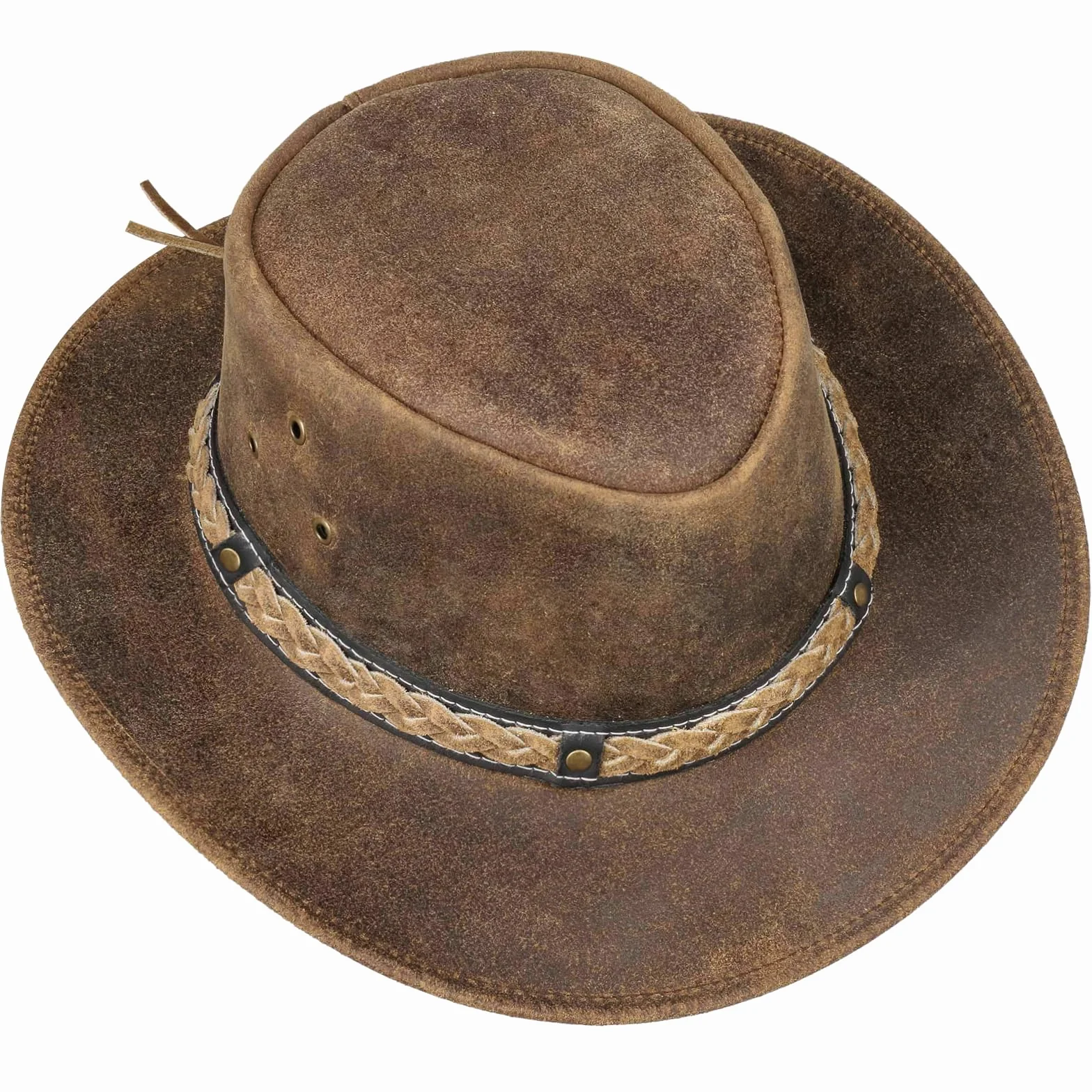 Pamposh Cowboy Chapeau pour Hommes & Femmes-Prime Cuir Australien Chapeau-Léger Mainfait Occidental Hat-Modifiable Large Bord Cowgirl Hat