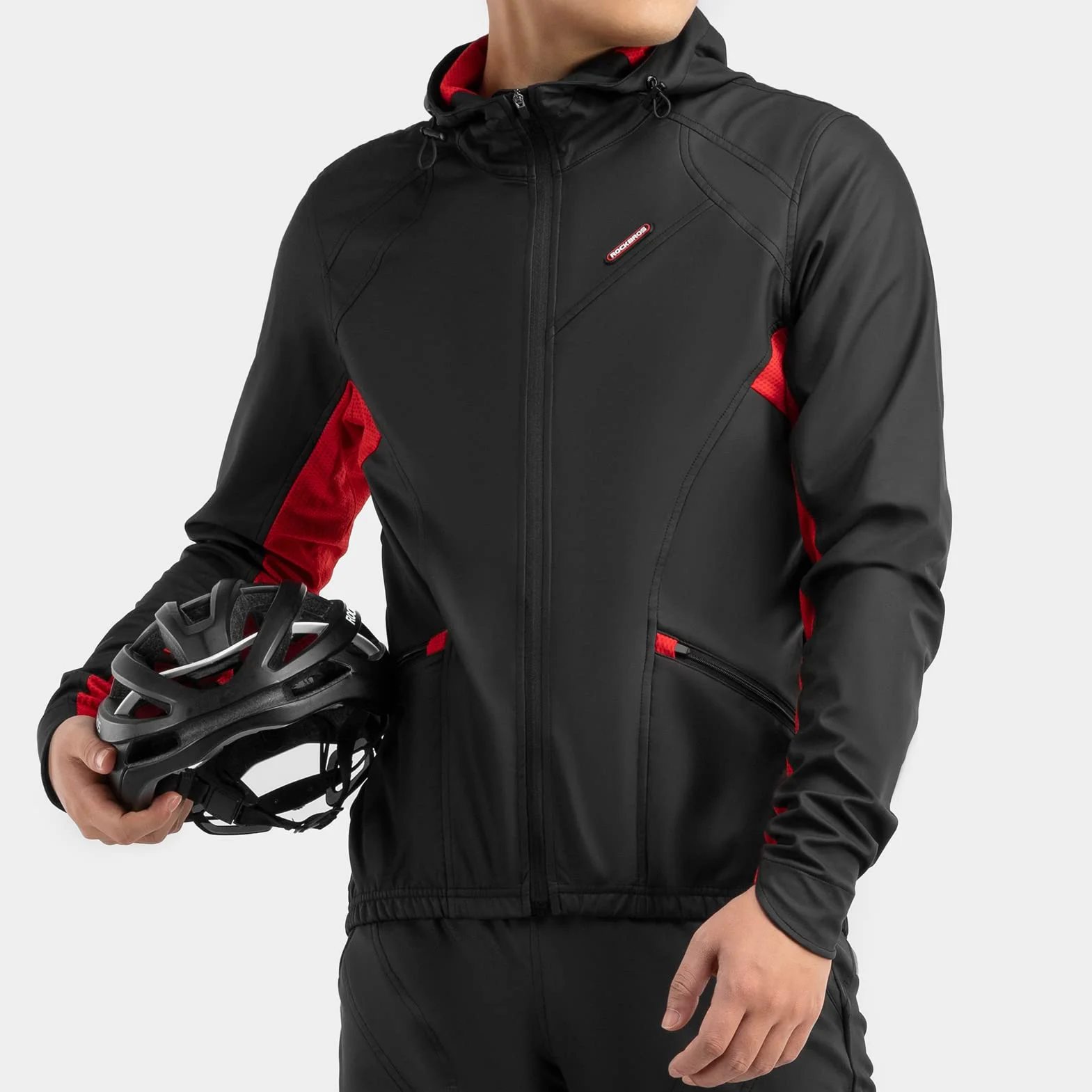 ROCKBROS Veste de Cyclisme Homme d'hiver Polaire, Veste VTT Homme Thermique Coupe-vent, Veste de Sport Respirant Chaud pour Hommes Femmes Noir M-4XL