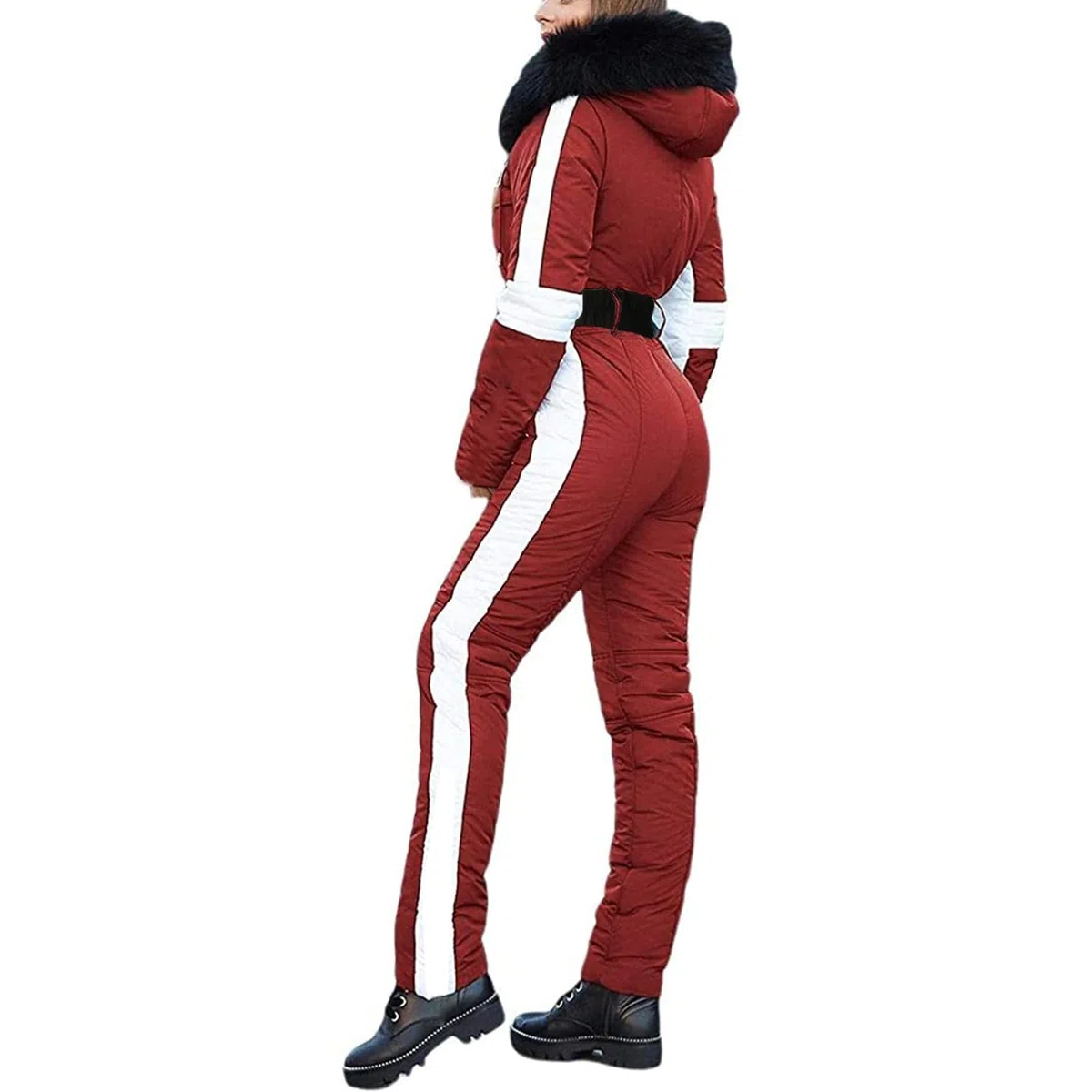 Combinaison de ski pour femme - Hiver chaud - Veste à capuche - Élégante fermeture éclair - Manteau de ski - Combinaison de ski - Combinaison d'extérieur