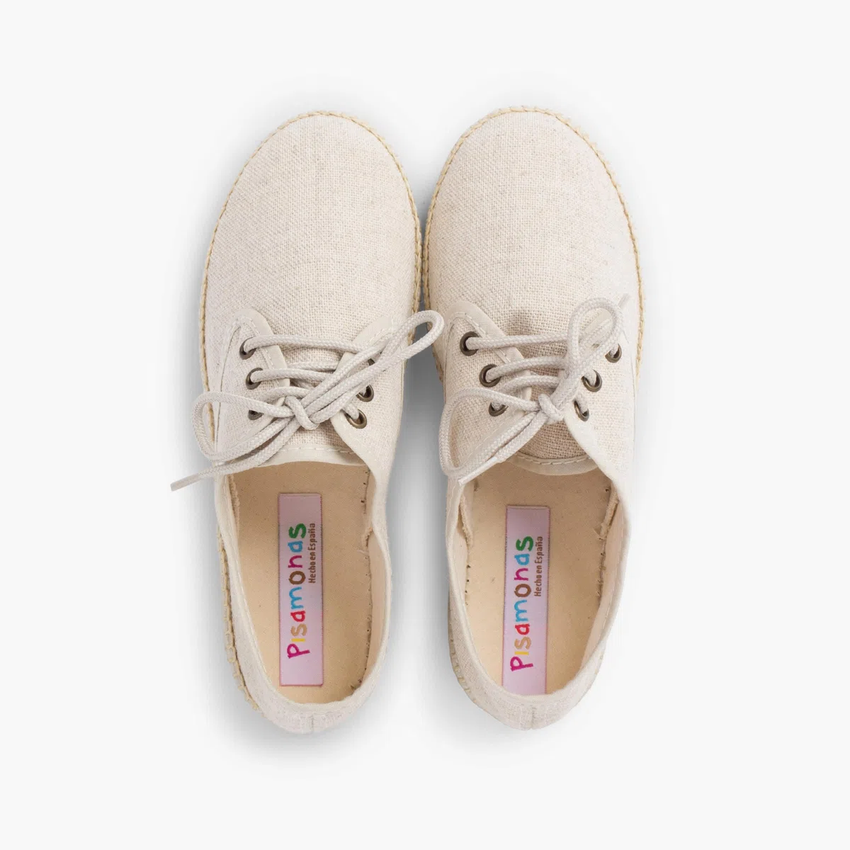 Pisamonas Chaussures Blucher en Lin avec Semelle façon Espadrilles