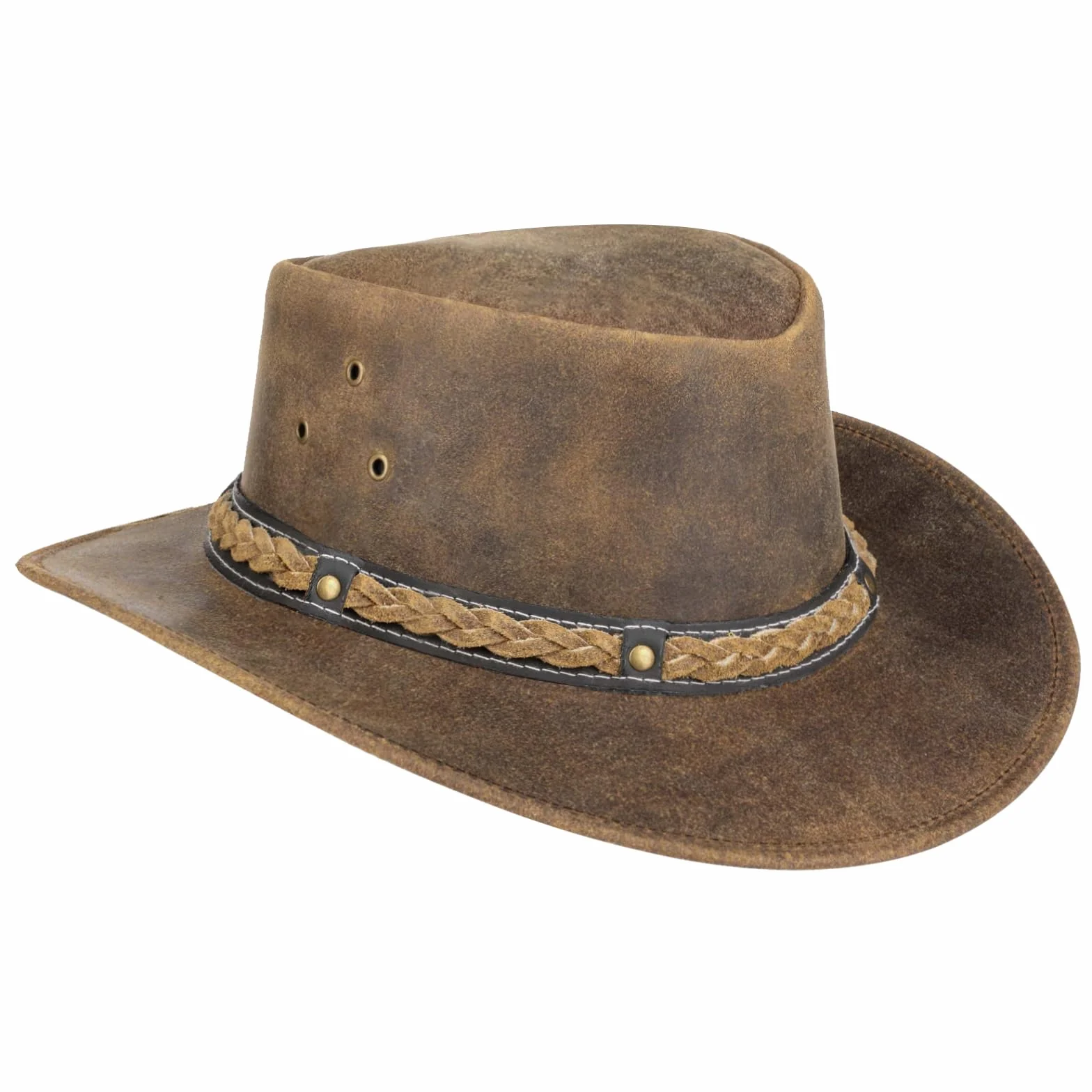 Pamposh Cowboy Chapeau pour Hommes & Femmes-Prime Cuir Australien Chapeau-Léger Mainfait Occidental Hat-Modifiable Large Bord Cowgirl Hat