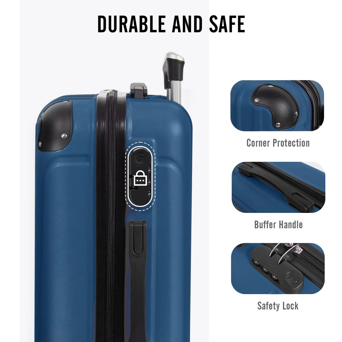 Todeco Valise de Voyage, Rigide e Légère ABS Valise de Voyage à roulettes Valises