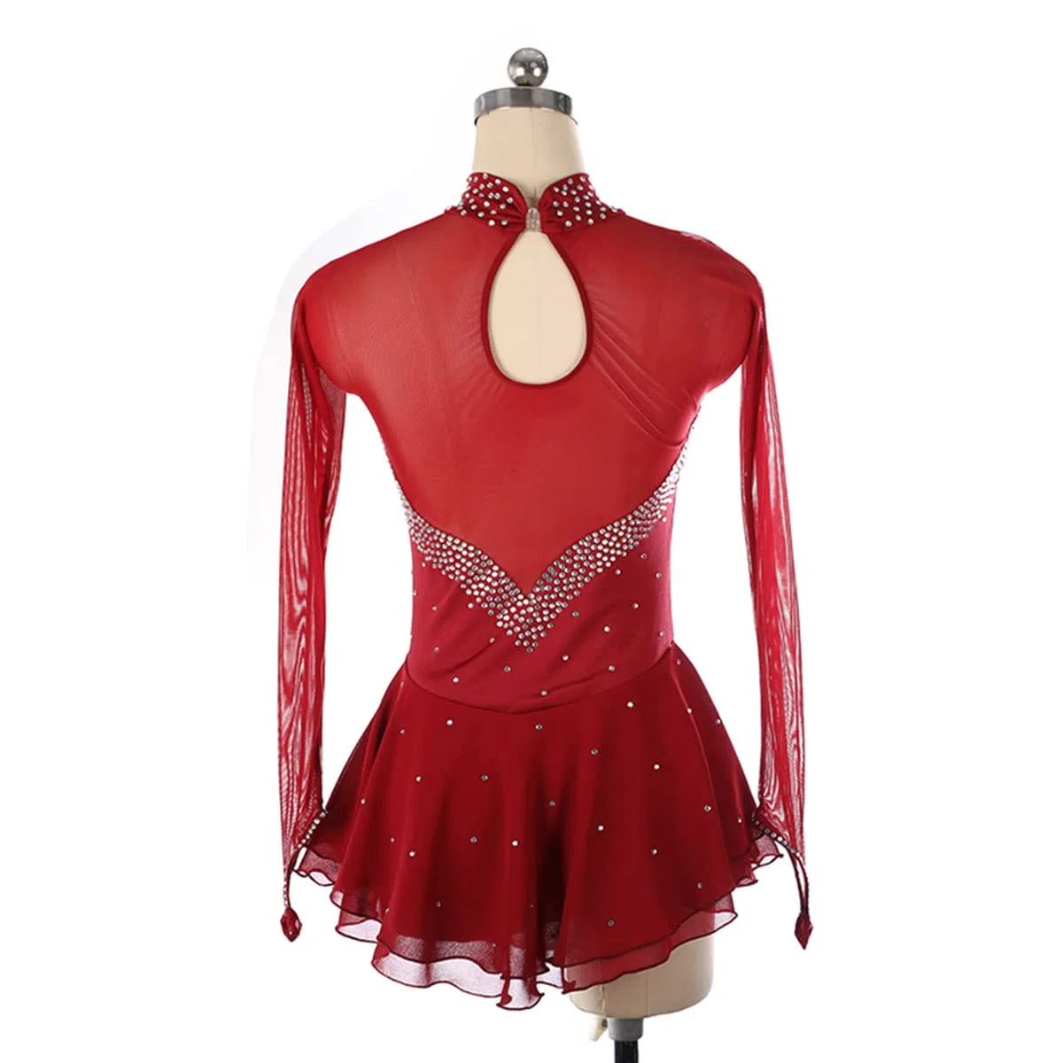 Robe de Patinage Artistique pour Femme Adulte, Jupe de compétition, Strass, col Haut, Manches Longues, Costume pour Fille, entraînement de compétition, athlétisme féminin