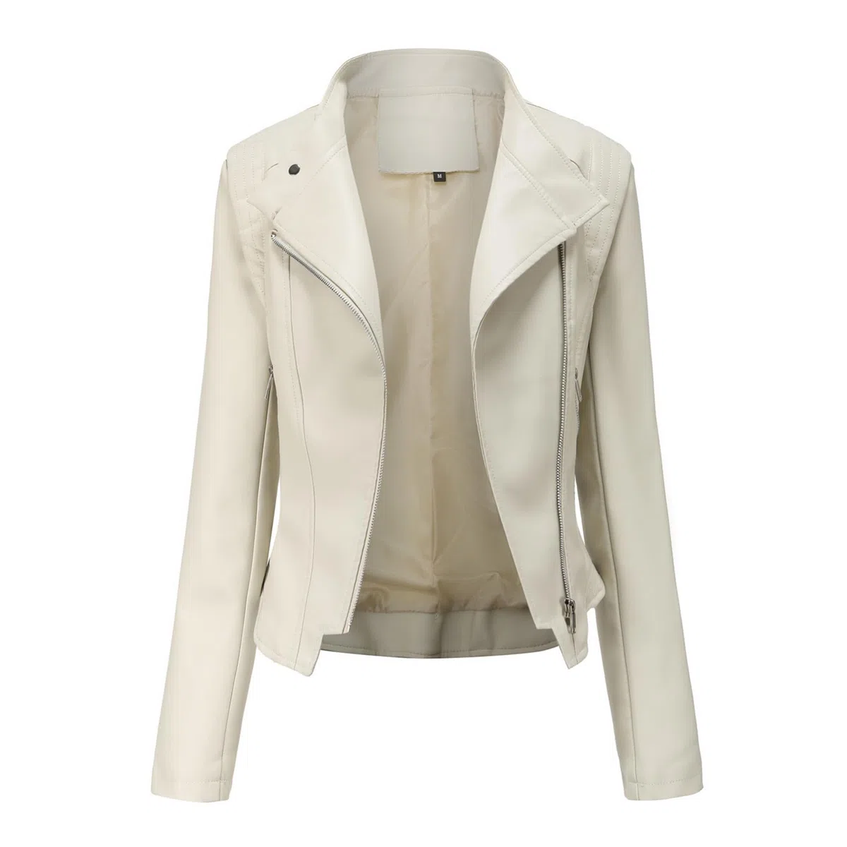 Générique Vestes en cuir pour femmes Manteau de moto en similicuir court et léger#05