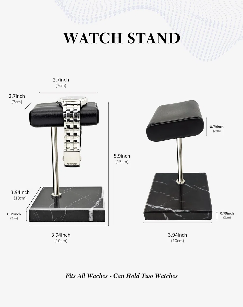 Support de montre pour homme - Support de montre en cuir - Plateau de présentation de bijoux pour montres, bracelets, accessoires de montre, cadeaux pour homme pour la fête des pères, Noël