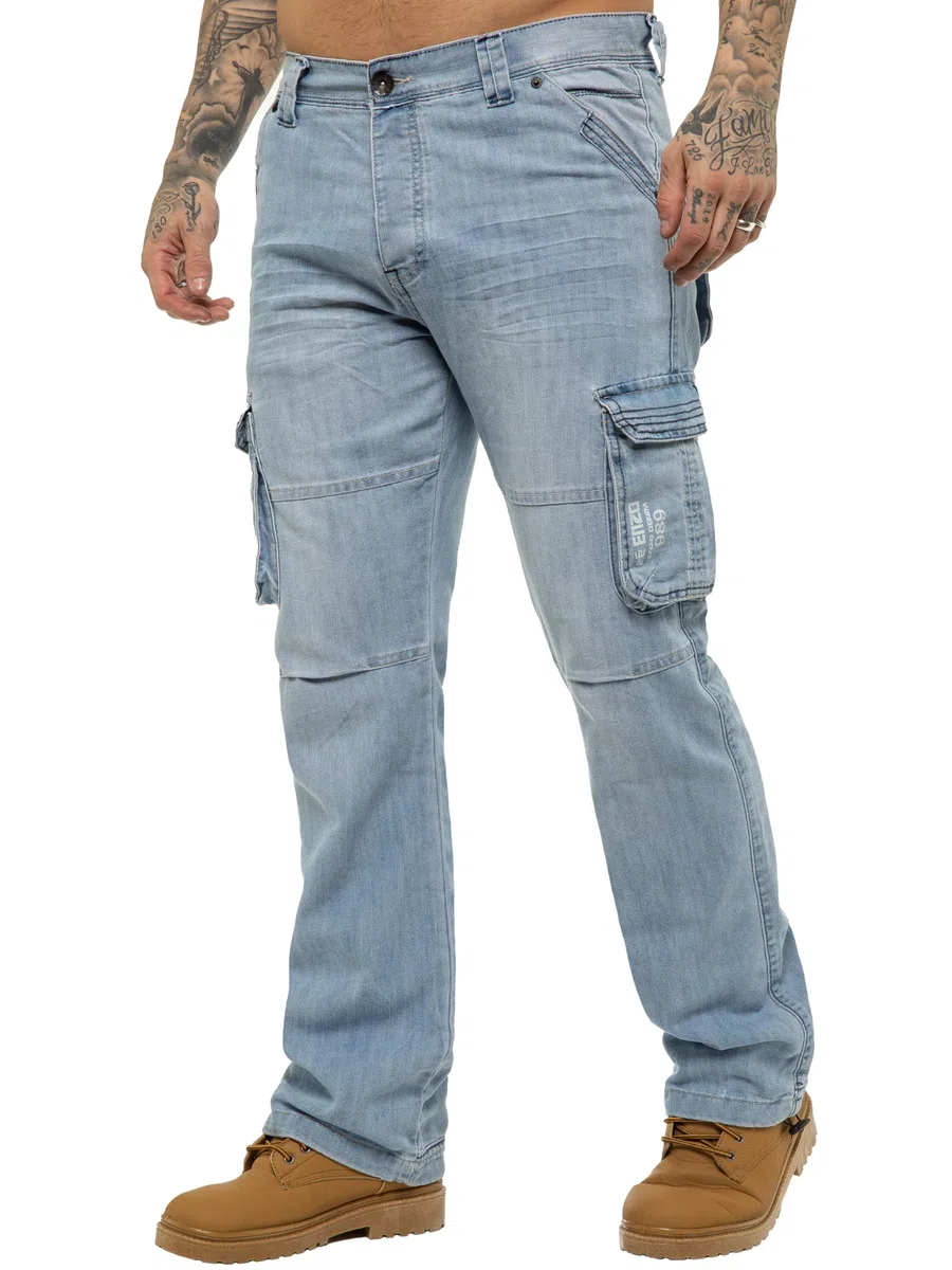 Pantalon Cargo Jeans Coupe Classique Coton Homme avec 6 Poches