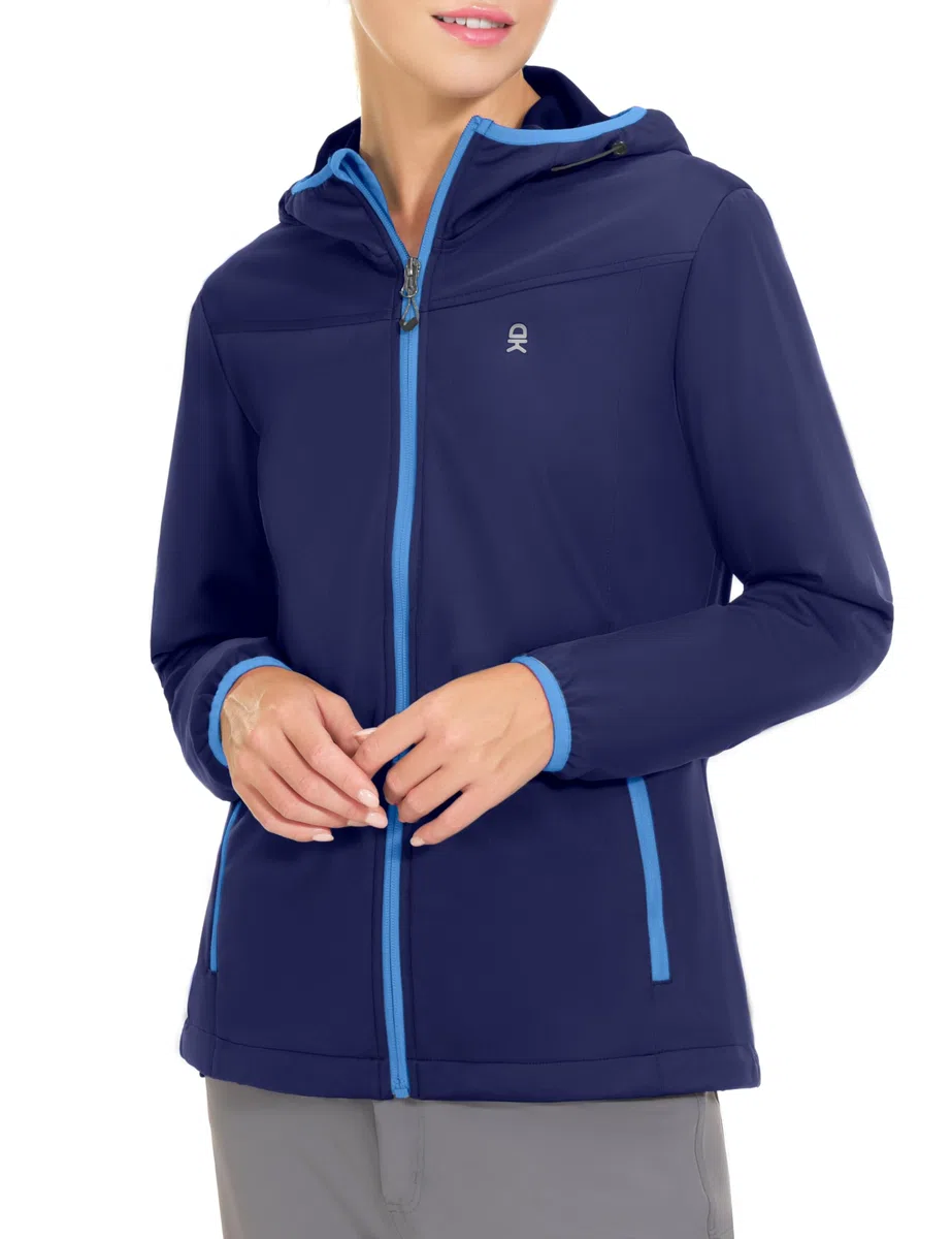 Little Donkey Andy - Veste coupe softshell légère à capuche pour femme pour course à pied, voyage, randonnée, coupe-vent et imperméable