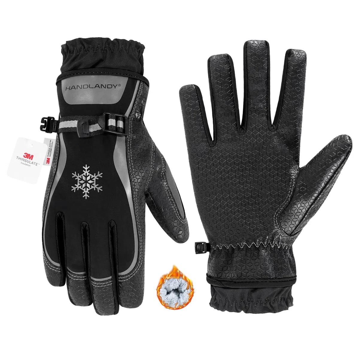 HANDLANDY Gants de ski imperméables pour femme, gants de travail d'hiver chauds pour écran tactile, gants de neige thermiques à isolation Thinsulate 3M