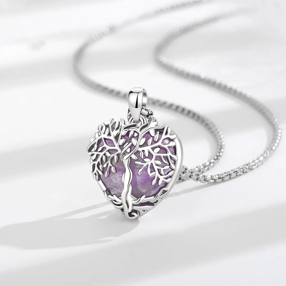 AEONSLOVE Collier Arbre de Vie avec Cristal pour Femme Pendentif Arbre de Vie avec Améthyste Malachite Collier Cristal de Guérison Pendentif Pierre de Lune Obsidienne Bijoux en Turquoise
