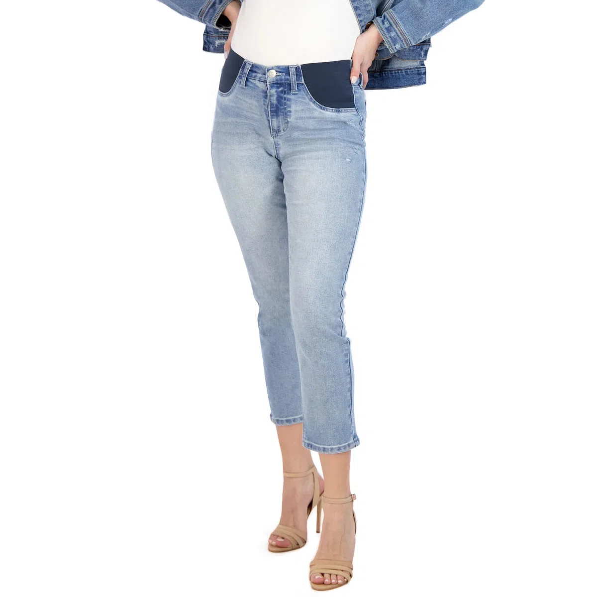 Savi Parker Jeans de maternité pour Femme, Pantalon élastique Taille Haute et Jambe Droite, vêtement de Grossesse pour Toutes Les Saisons, Entrejambe de 66,5 cm