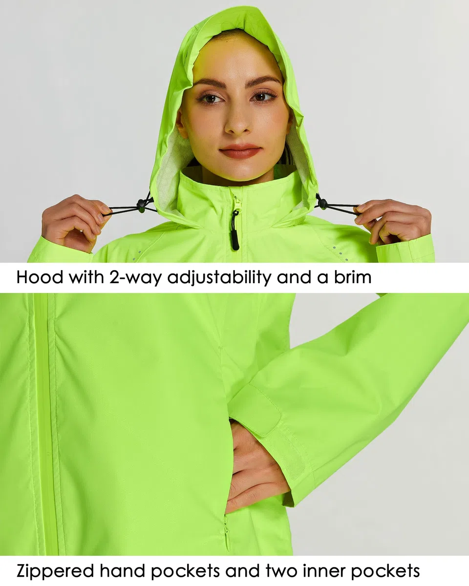 WILLIT Veste de cyclisme pour femme - Imperméable - Veste de course légère et respirante - Coupe-vent - Veste de cyclisme - Veste de randonnée - Veste de vélo pliable à capuche