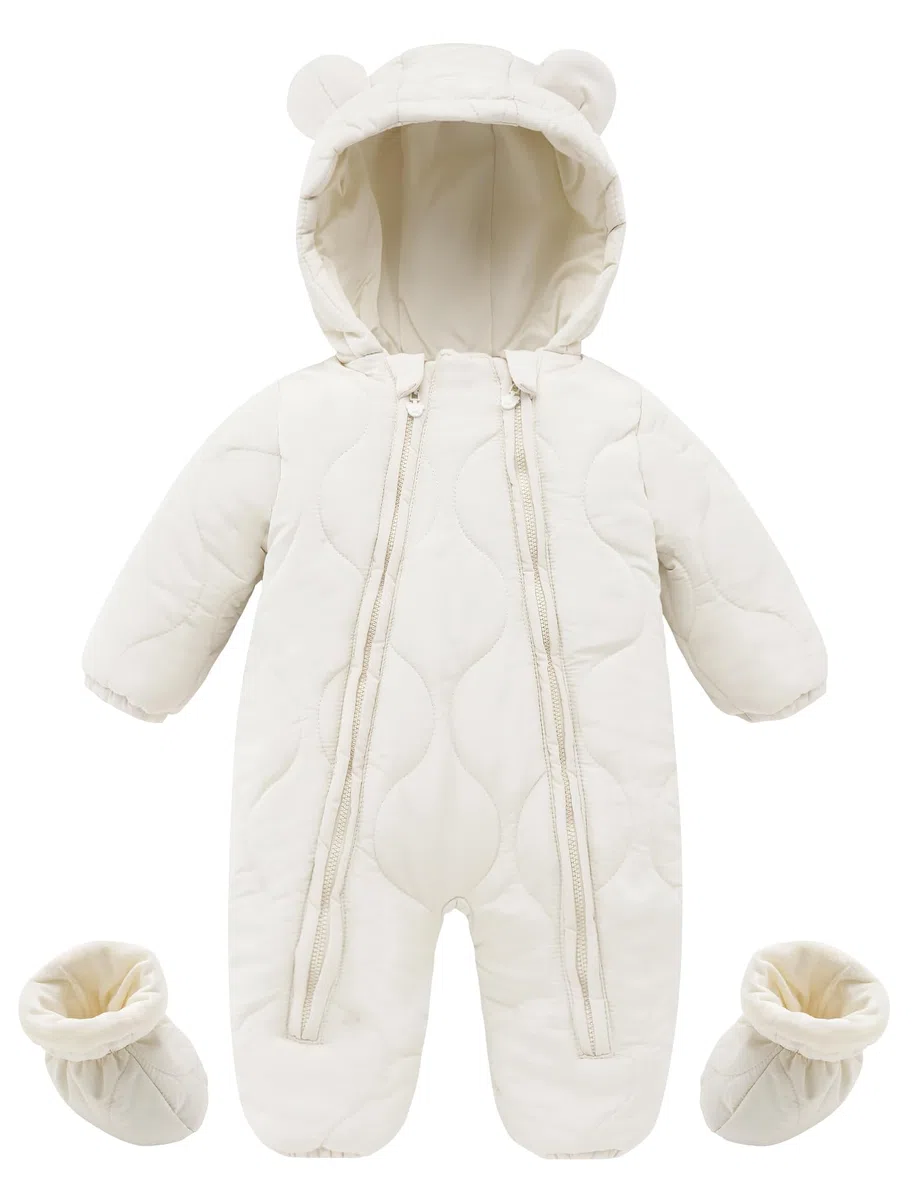 Happy Cherry Combinaison de Neige pour Bébé 3-18 Mois Barboteuse Hiver Unisexe Bébé Grenouillère à capuche Tout-petit