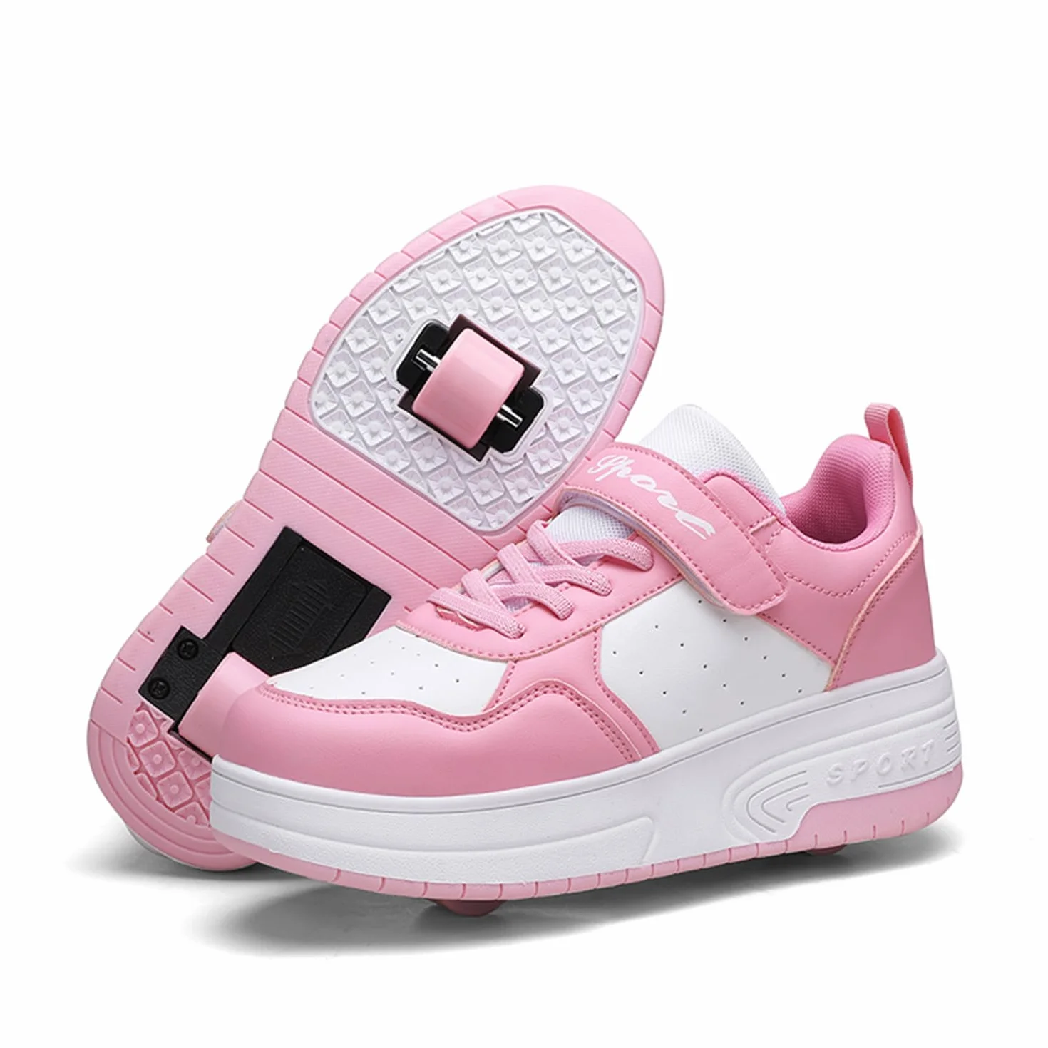 Chaussure à Roulette Rétractable pour Garçons et Filles - Basket Créative pour Enfants, Sports de Plein Air - Rose, 36EU