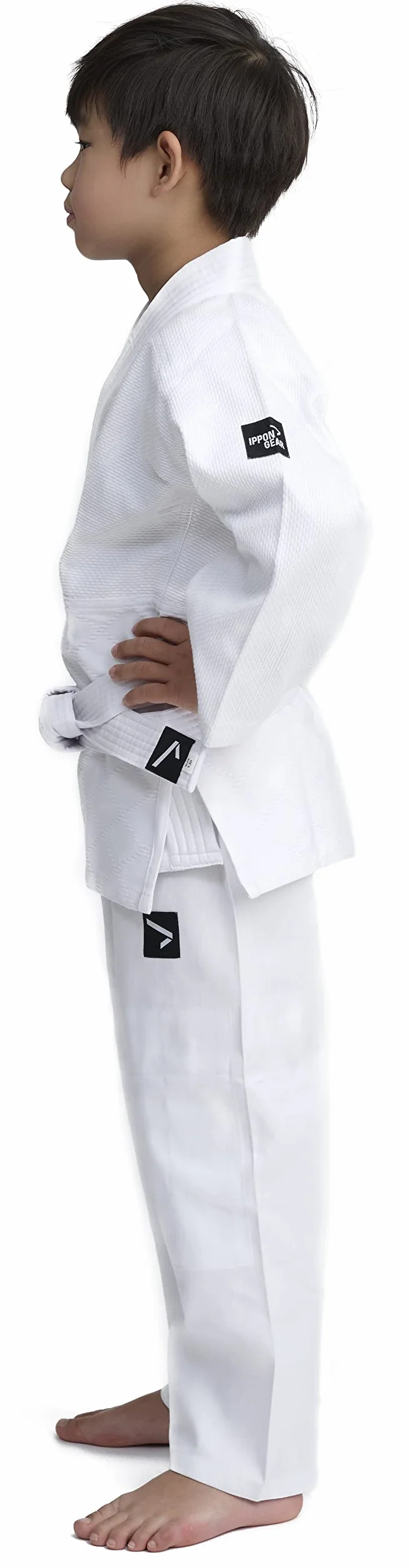 IPPONGEAR Future 2 Combinaison de Judo pour débutants et Enfants Combinaison d'arts Martiaux avec Ceinture (élastique et Cordon de Serrage au Pantalon, densité du Tissu 335gr/m²) Blanc