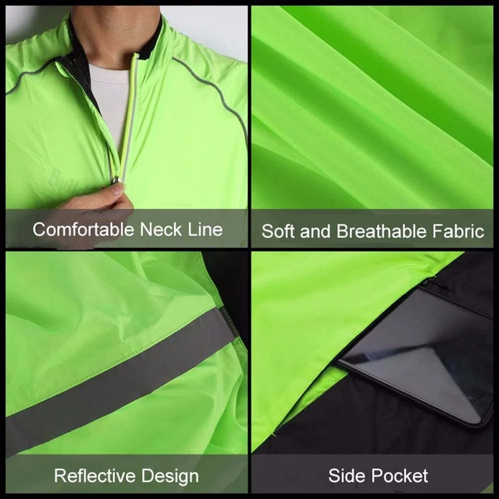 SIDHU Veste De Cyclisme Homme Femme Réfléchissant Imperméable Haute Visibilité Running Veste Légère Respirante VTT Veste Coupe-Vent VTT Maillot pour Cyclisme Course à Pied Jogging,Orange-L