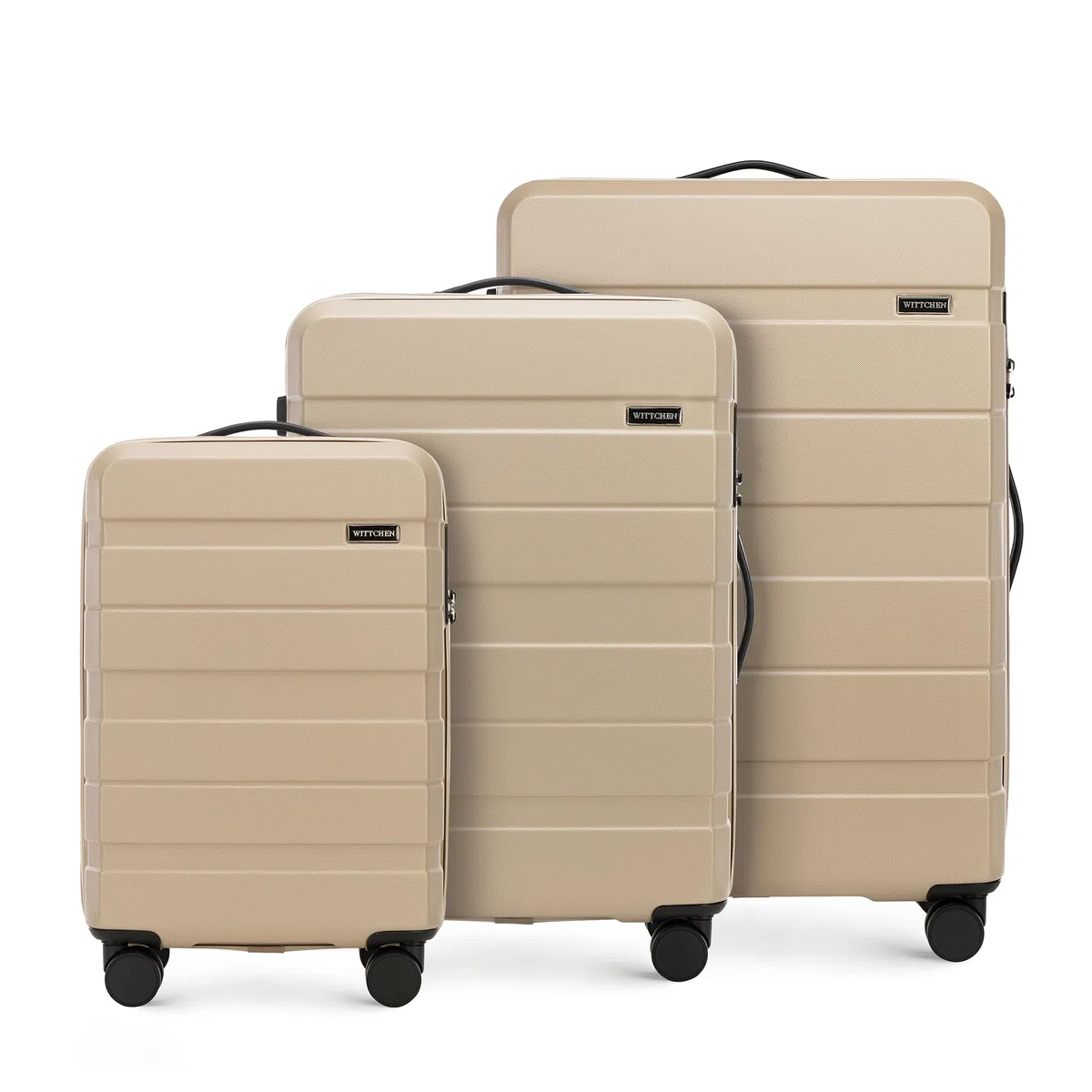 WITTCHEN Valise de Voyage Set de 3 valises Valise à roulettes Bagages à Main en ABS avec 4 roulettes pivotantes Serrure à Combinaison Poignée télescopique COMODO Line Beige