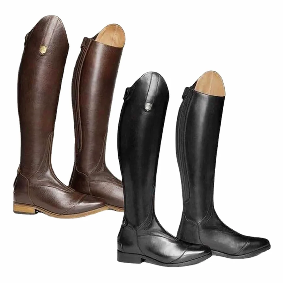 Bottes D'équitation Pour Femmes Bottes De Cheval En Cuir PU Jusqu'au Genou Bottes D'équitation à Fermeture éclair Arrière Pour Dames (Black,38)