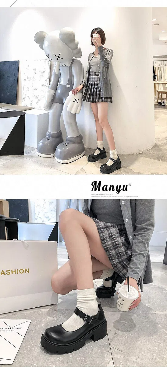 Mary Janes Chaussures à Plateforme pour Femme - Escarpins Gothiques en Cuir Verni