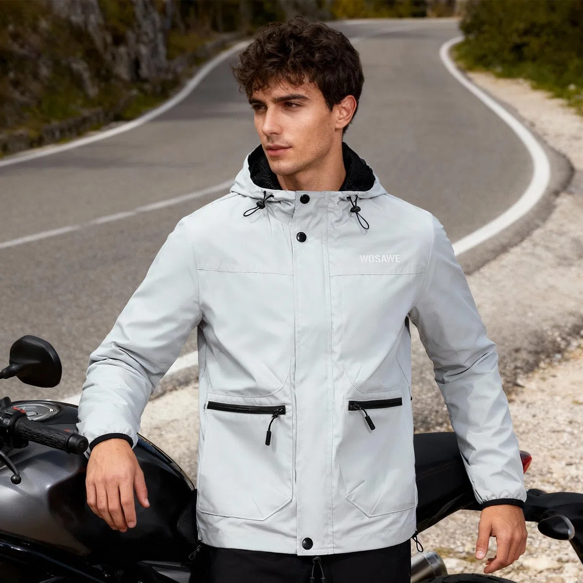 WOSAWE Veste de Cyclisme Hommes 360 Réfléchissante Coupe-Vent Gilet de Vélo Sport
