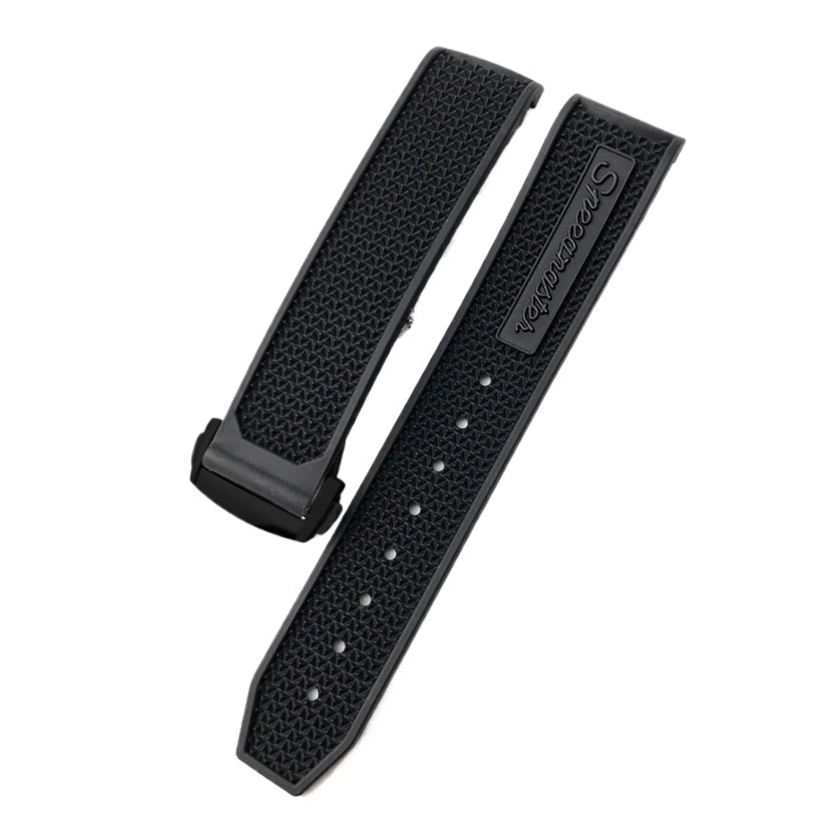 Bracelet de Montre en Caoutchouc et Silicone 20 mm, 21 mm, 18 mm, 19 mm, Compatible avec Les Montres Omega Speedmaster, avec Boucle déployante en Acier(Black Black Black,20mm)