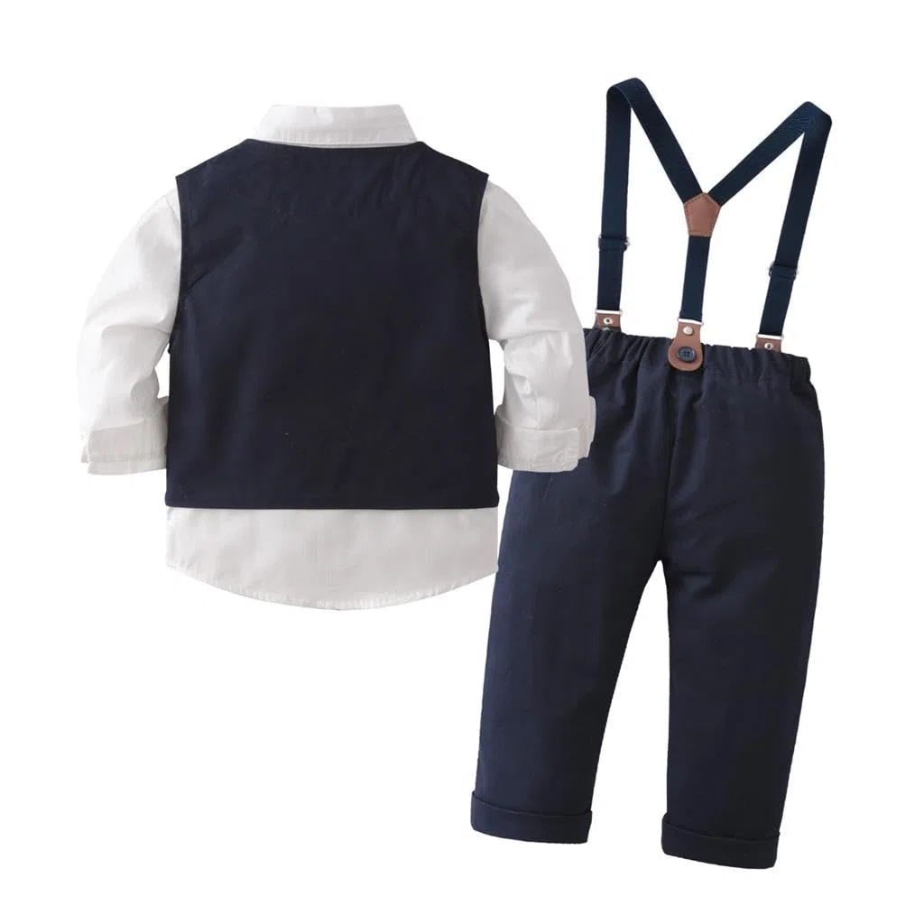 Lito Angels Deguisement Garcon Bebe Costume Mariage 4 Pieces Tenue Elegante pour Anniversaire Bapteme Fete Taille 80-110 (6 Mois - 5 Ans) Gris