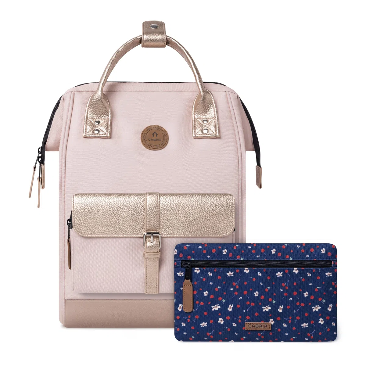 CABAIA - Sac à Dos Adventurer Queretaro - Medium 18L - Déperlant - Compartiment Ordinateur Portable 13" - 2 Poches - Certifié Vegan - Sac Voyage, Affaires, École pour Homme et Femme - Rose