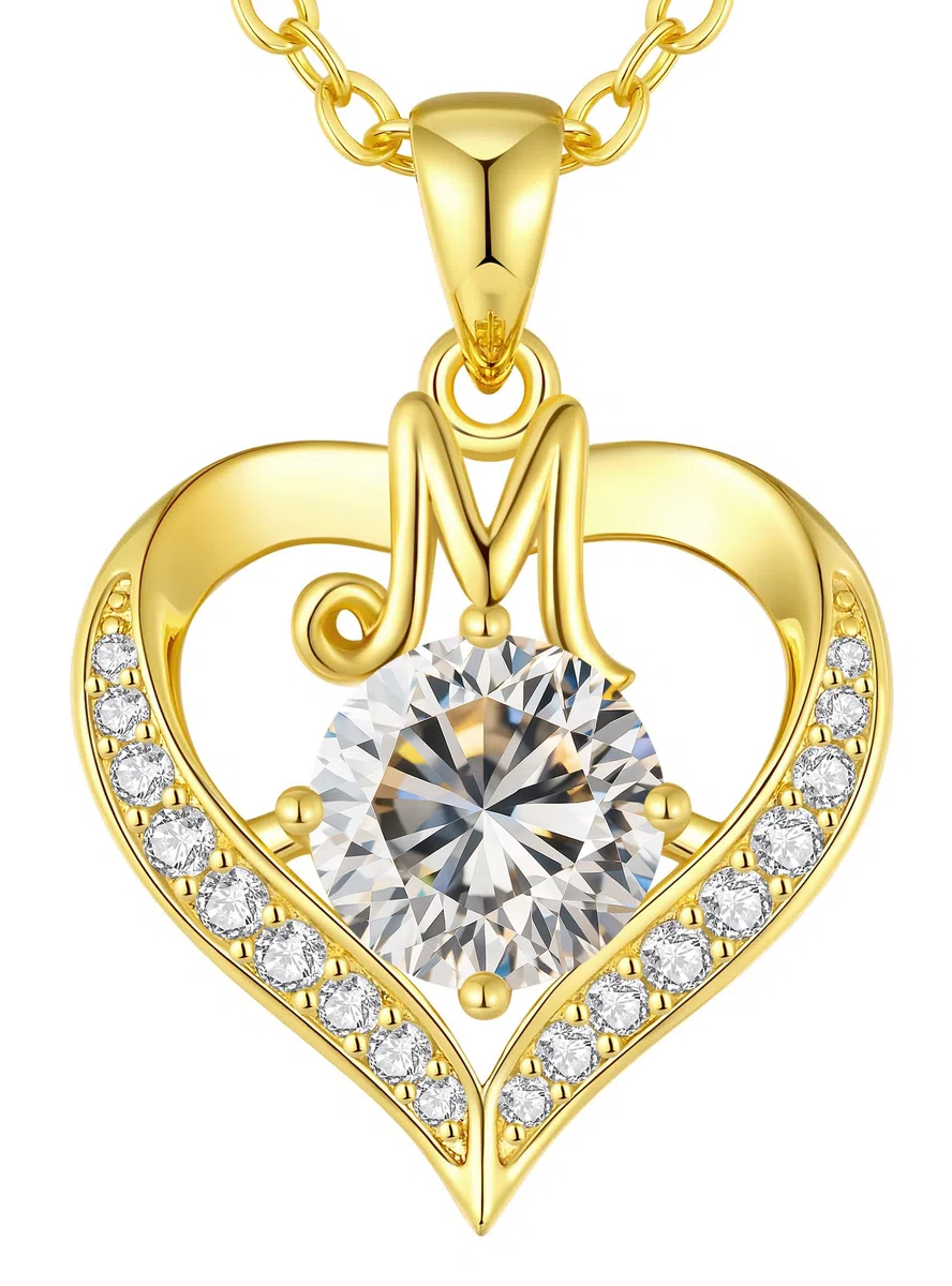 LOUISA SECRET Collier Femme A-Z Initiales en Capitale, Pendentif Cœur d'Amour avec Plaque d'Or 18K, Bijoux Personnalisés pour Femme, Épouse, Mère, Anniversaire, Anniversaire de Mariage, Fête des Mères