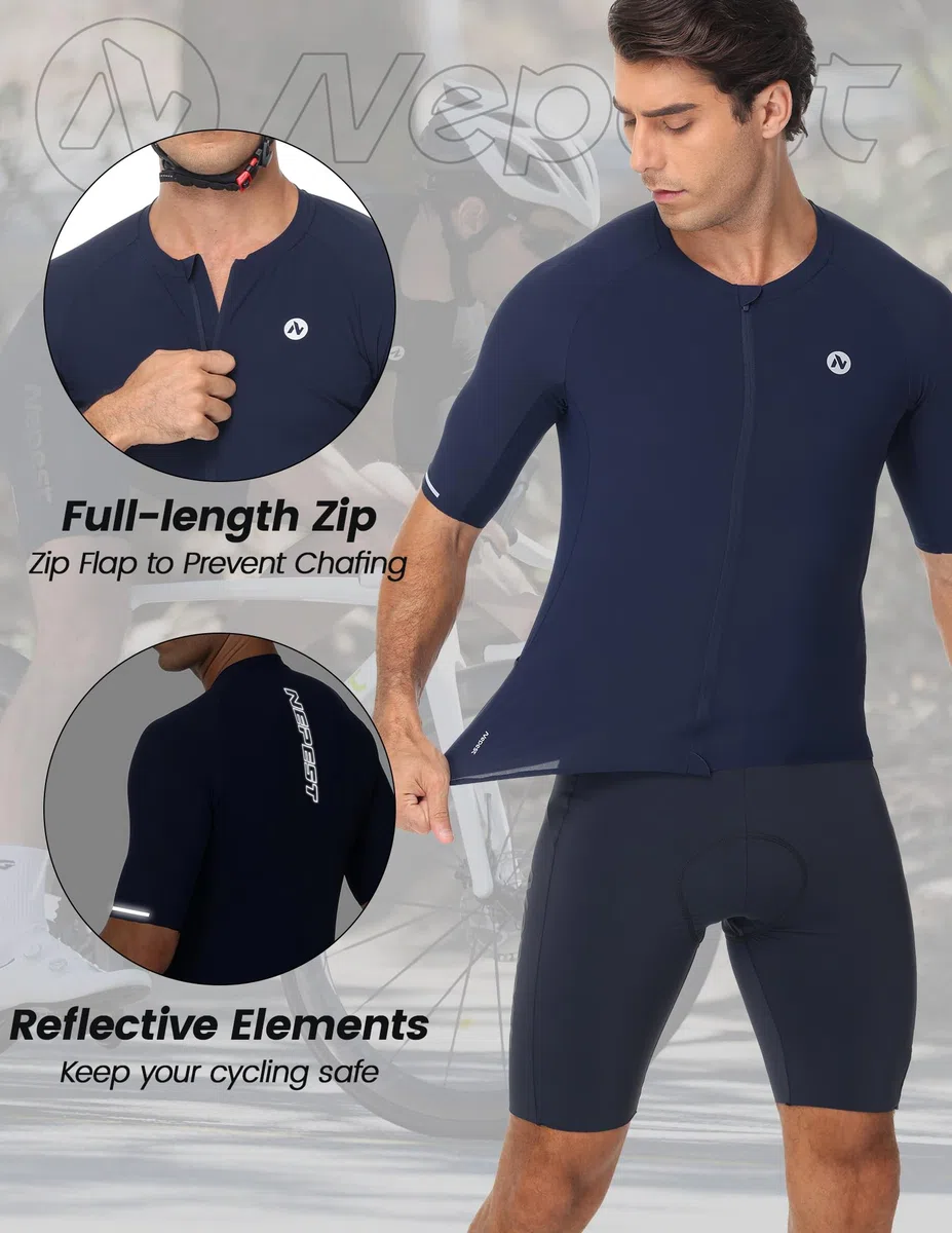 Nepest Maillot Cyclisme Homme Manches Courtes Tenue Cycliste Respirant Séchage Rapide Velo T-Shirt Adapté Au VTT Et Au Vélo De Route