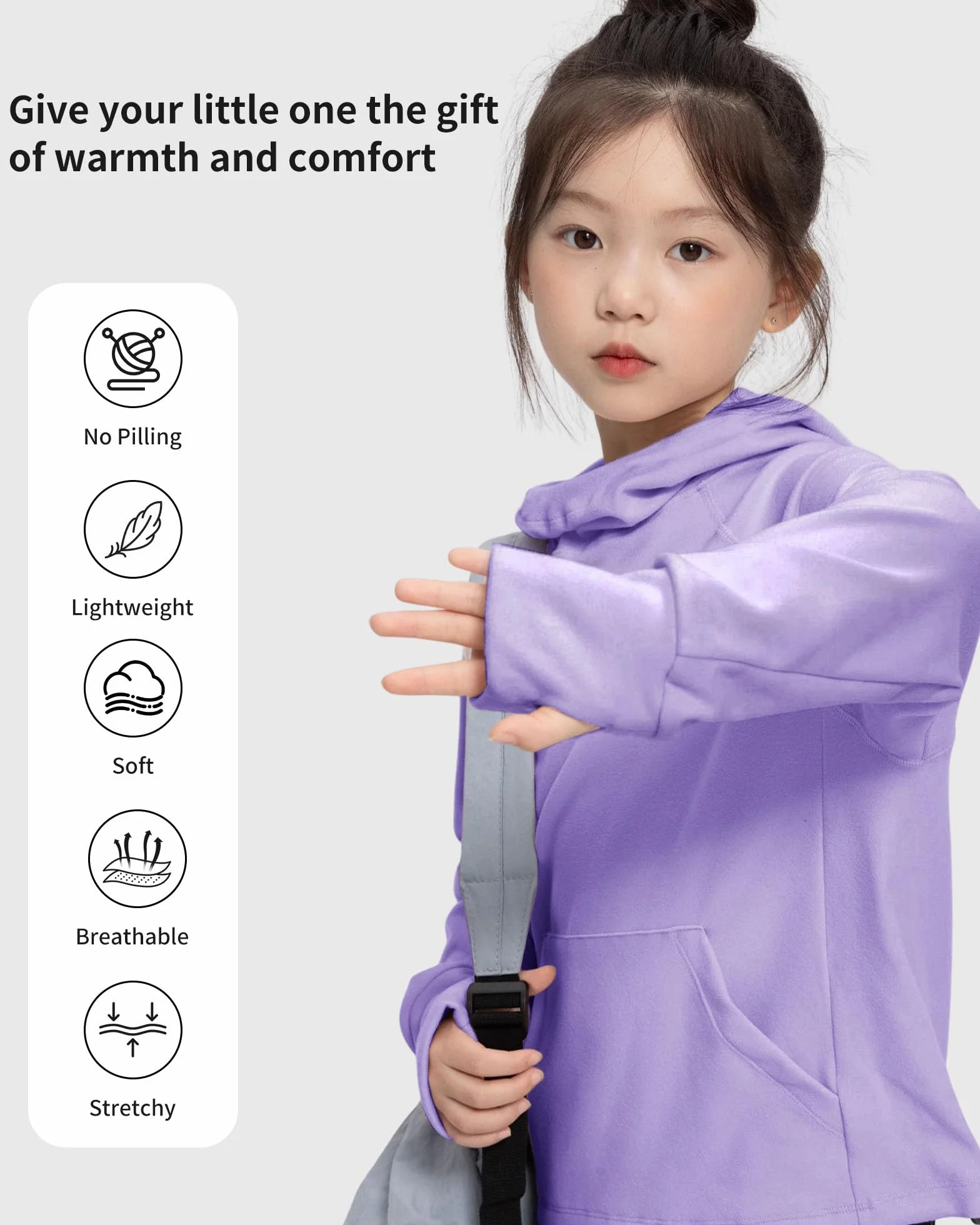 Rolanko Sweats à Capuche Filles Polaire Pulls Manches Longues Confortables Légers Pulls à Capuche avec Poche, Vêtements de Sport Chauds pour Enfants