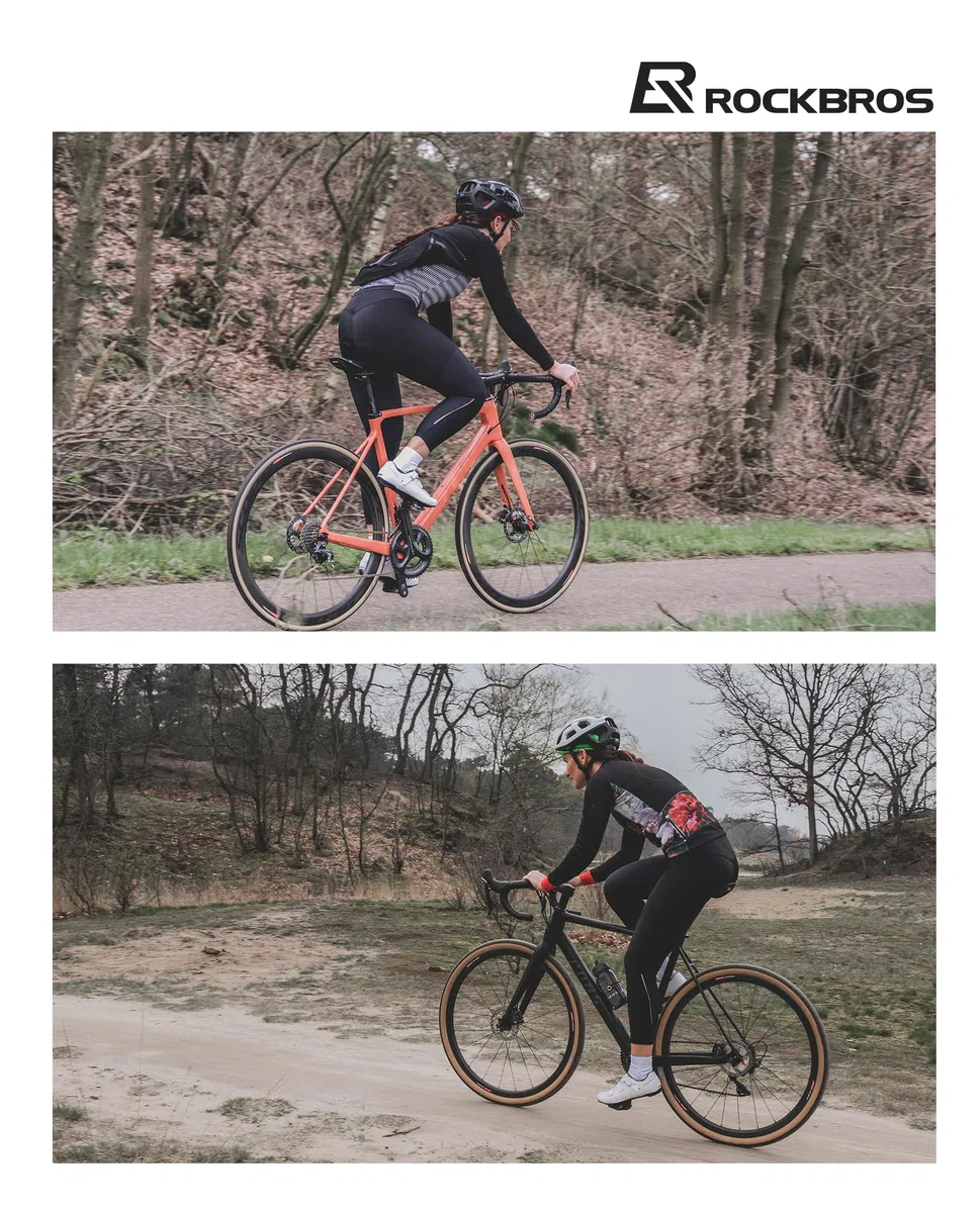 ROCKBROS TVI Pantalon de Cycliste Femme Rembourré d’Hiver, Leggings de Vélo Rembourré avec Poche Longue Respirant Élastique Thermique, Noir S-2XL