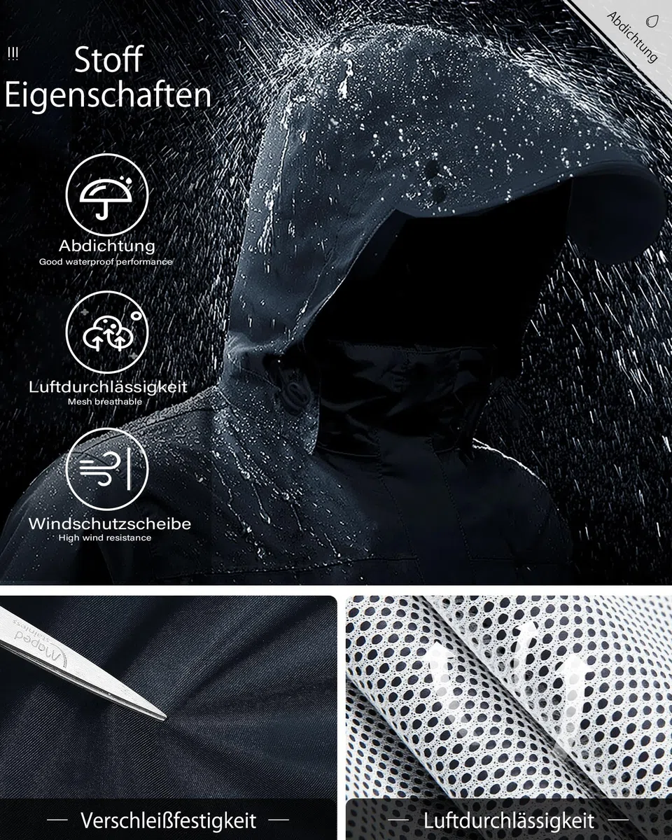 Coutyuyi Homme Veste de pluie, légère et imperméable,pliable avec capuche rangeable,pour activité en plein air,cycle