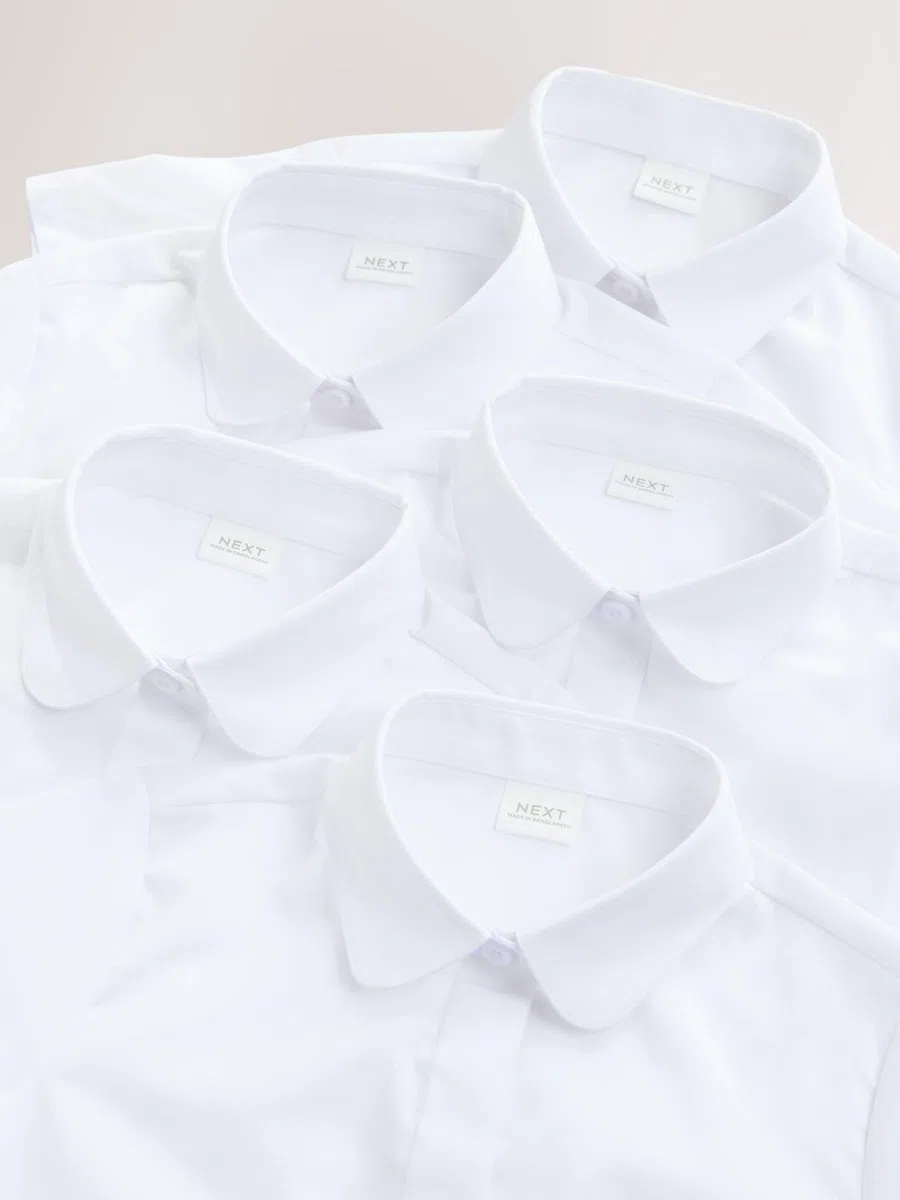 NEXT Fille Chemise d'école ajustée Manches Courtes, Lot de 5