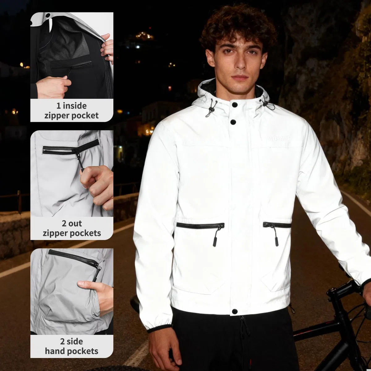 WOSAWE Veste de Cyclisme Hommes 360 Réfléchissante Coupe-Vent Gilet de Vélo Sport
