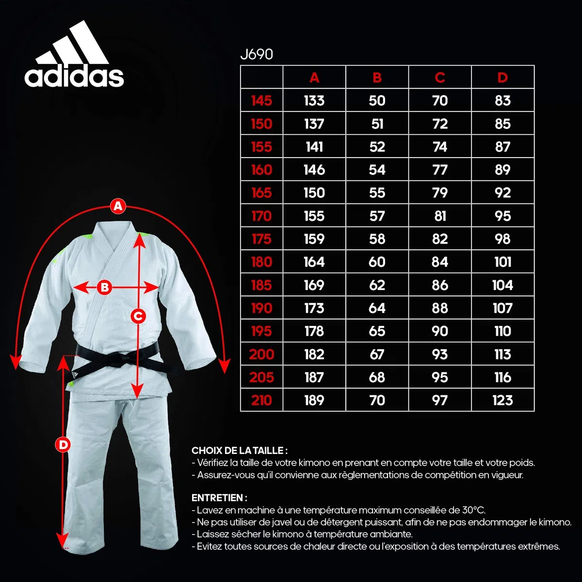 adidas Kimono de Judo Quest (Couleur : Blanc/Noir - Taille : 170)