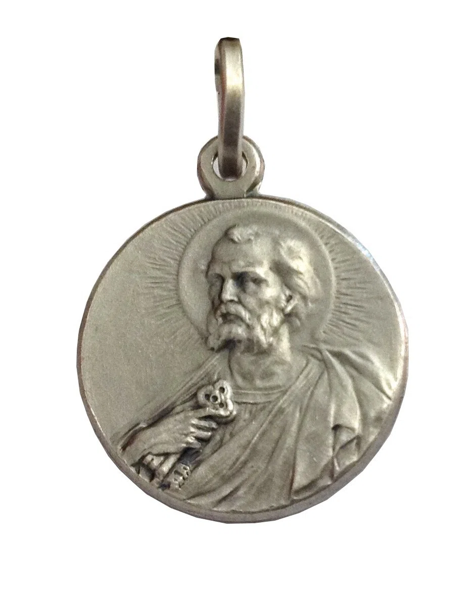 Médaille de Saint Pierre Apôtre en Argent Massif 925