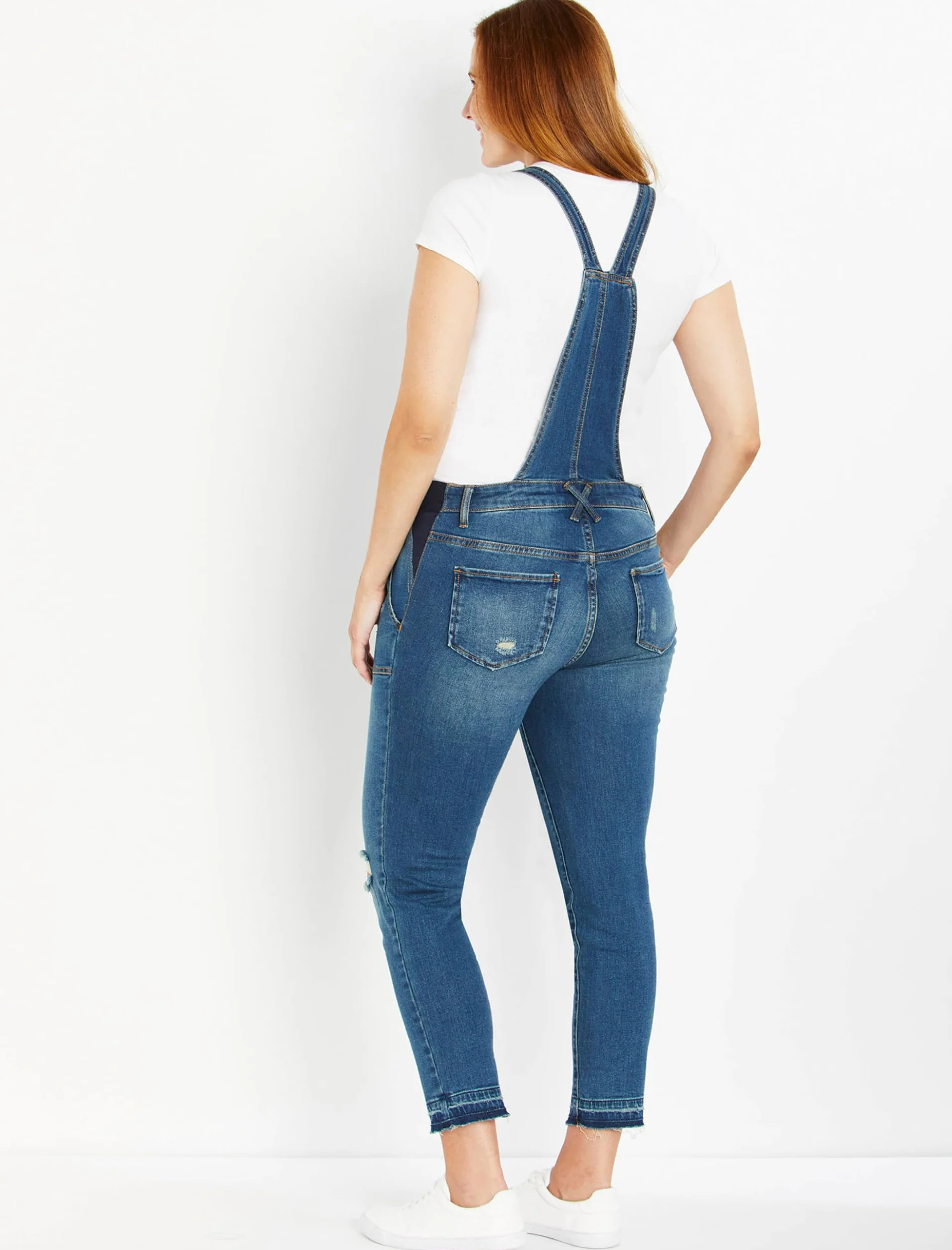 Motherhood Maternity Salopette en Jean Skinny Longueur Cheville avec Empiècement Latéral Jeans Femme (Lot de 1)