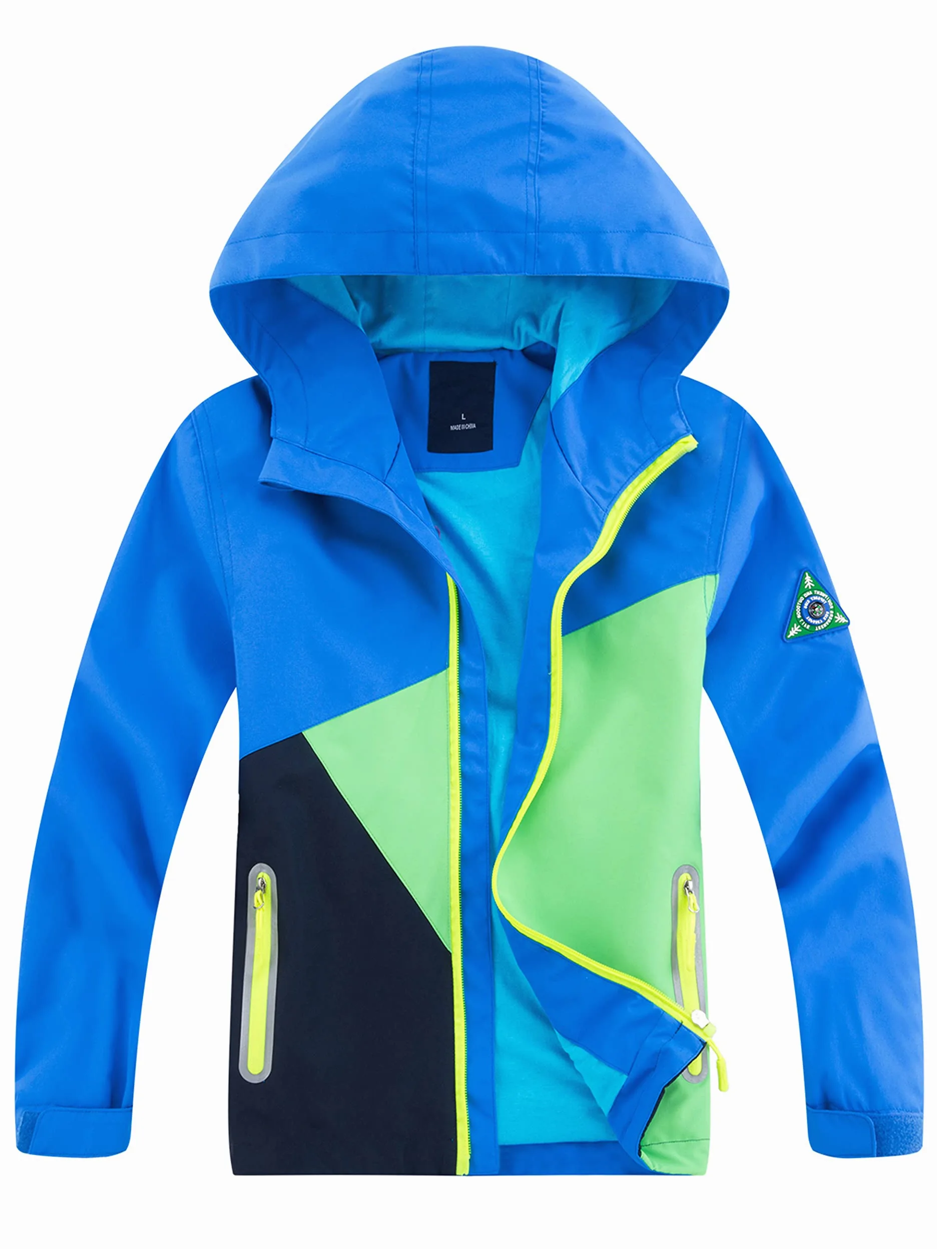 YoungSoul Blouson Imperméable Garçon Fille - Coupe Vent à Capuche Color Block - Veste de Randonnée Printemps Automne