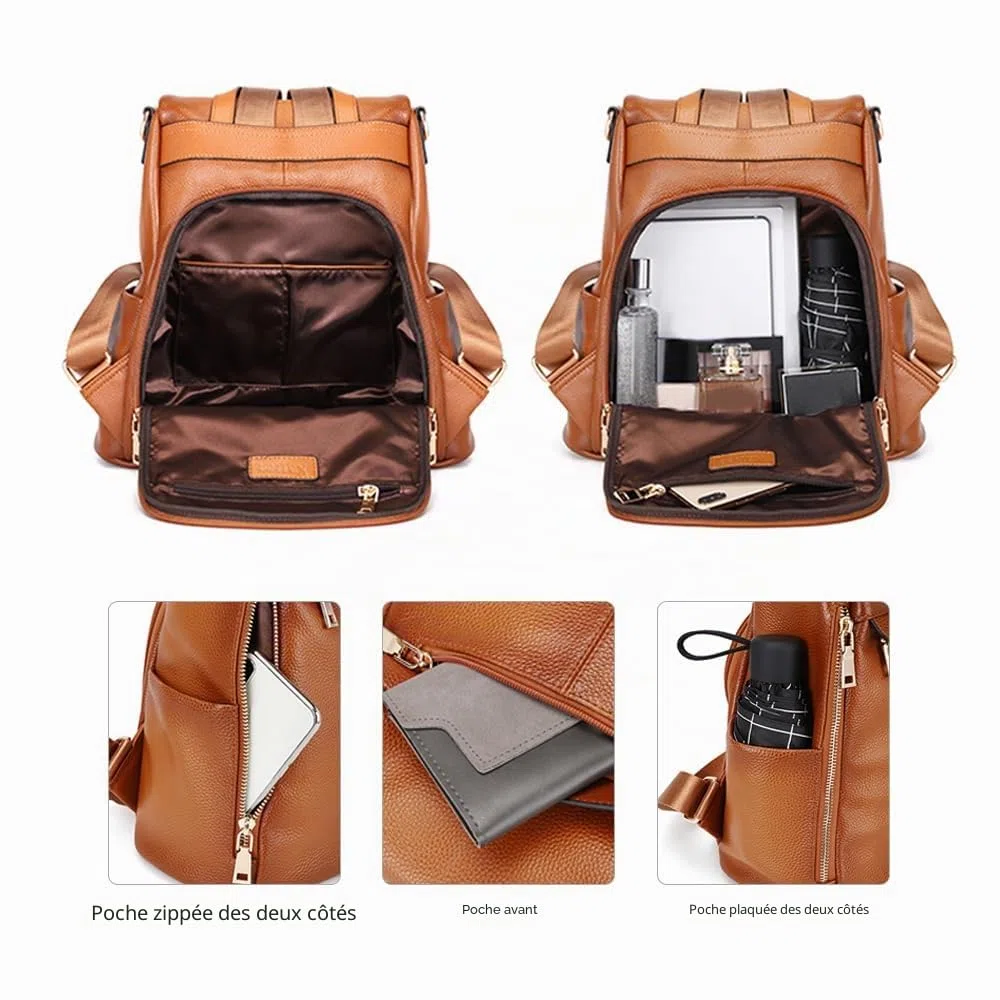 Kattee Sac à Dos Antivol Pour Femme Sac à BandoulièRe En Cuir VéRitable Mode Dames Sacoche Sacs