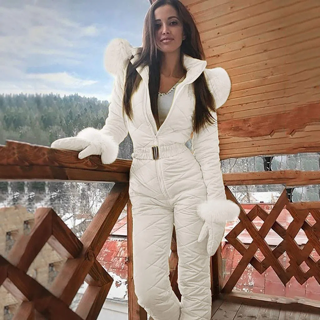 Combinaison de ski une pièce pour femme – Combinaison de neige d'extérieur coupe-vent, imperméable, respirante et chaude – Combinaison de ski à capuche – Pour sports de plein air, manteau de planche à