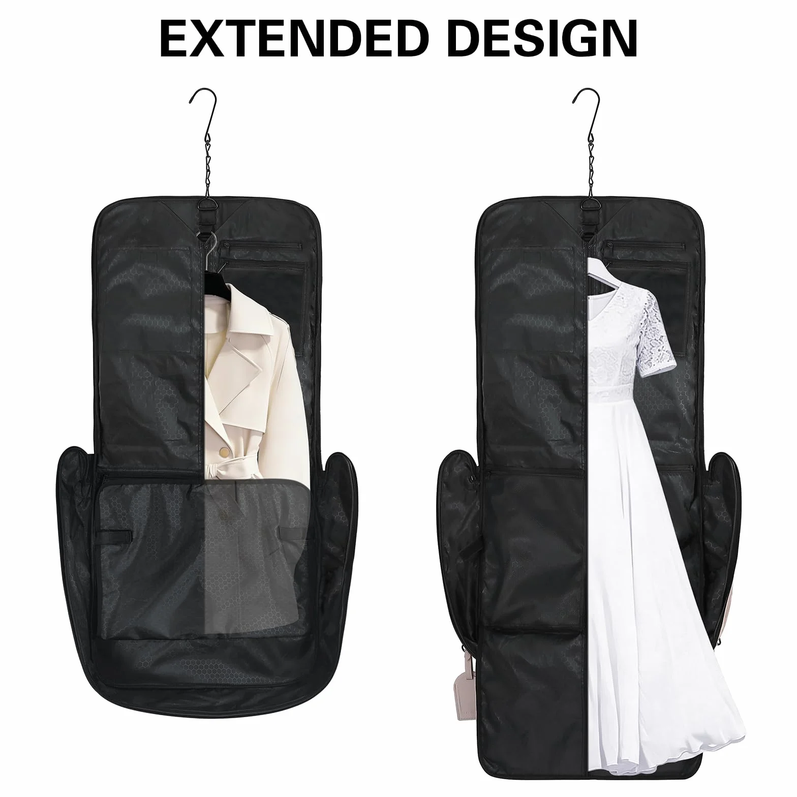 Sac à Costumes pour Femmes Housse à Vêtements de Voyage Hanging Garment Bag avec Sangles et Compartiment pour Ordinateur Portable de 15,6 Pouces, Idéal pour Les Voyages d'affaires, Rose