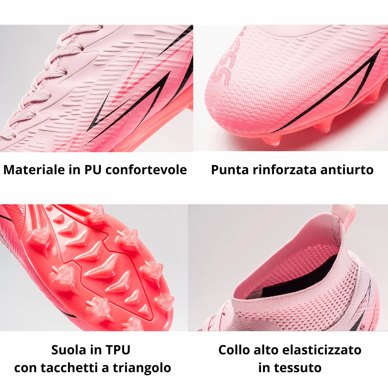Msport Chaussures de Football Enfants/Adolescents à Crampons – Antidérapantes, Légères et Confortables – Idéales pour Gazon Naturel et Synthétique