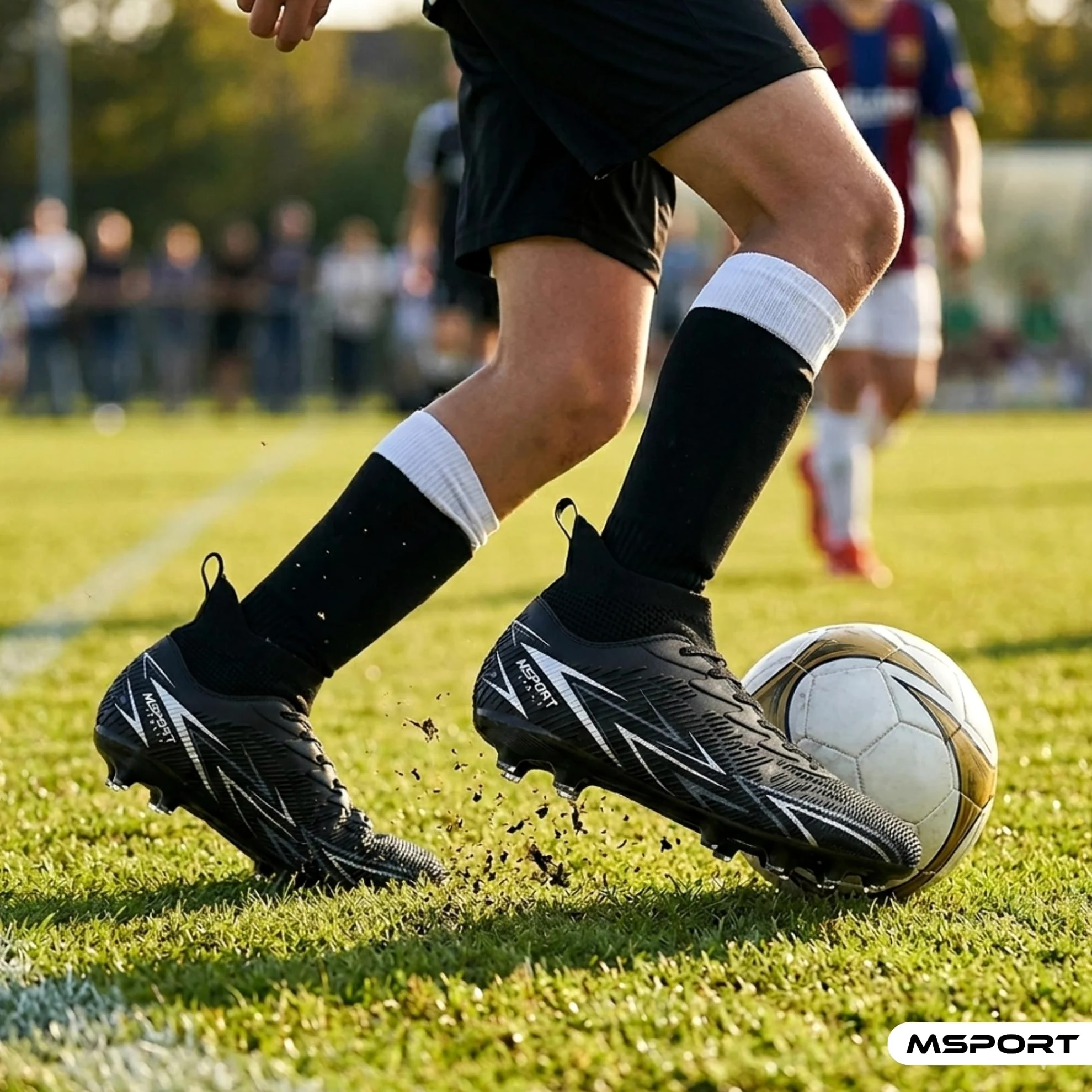 Msport Chaussures de Football Enfants/Adolescents à Crampons – Antidérapantes, Légères et Confortables – Idéales pour Gazon Naturel et Synthétique