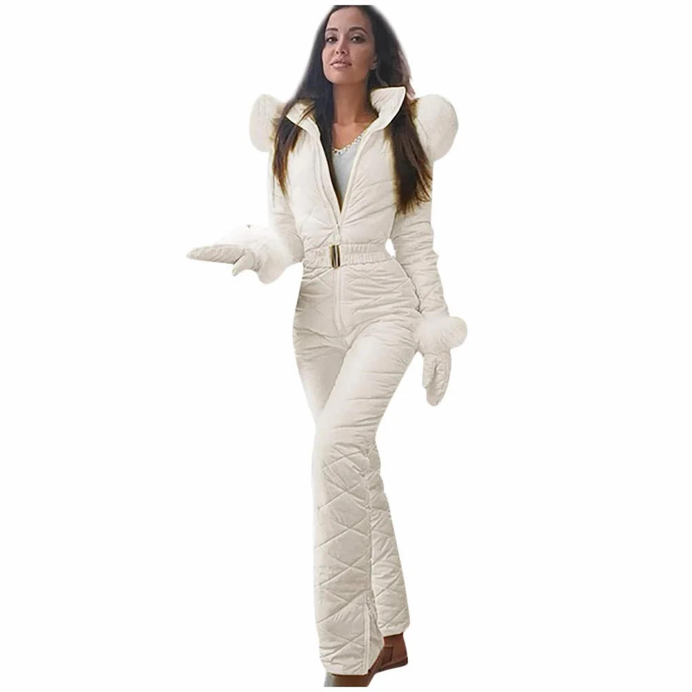 Combinaison de ski une pièce pour femme – Combinaison de neige d'extérieur coupe-vent, imperméable, respirante et chaude – Combinaison de ski à capuche – Pour sports de plein air, manteau de planche à