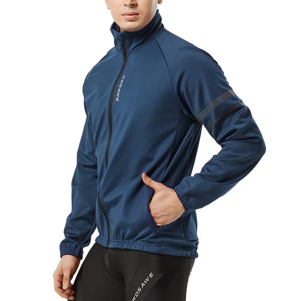 WOSAWE Veste de Cyclisme pour Homme Coupe-Vent Thermique Polaire Veste de Sport Hiver Réfléchissant Vélo VTT Manteau