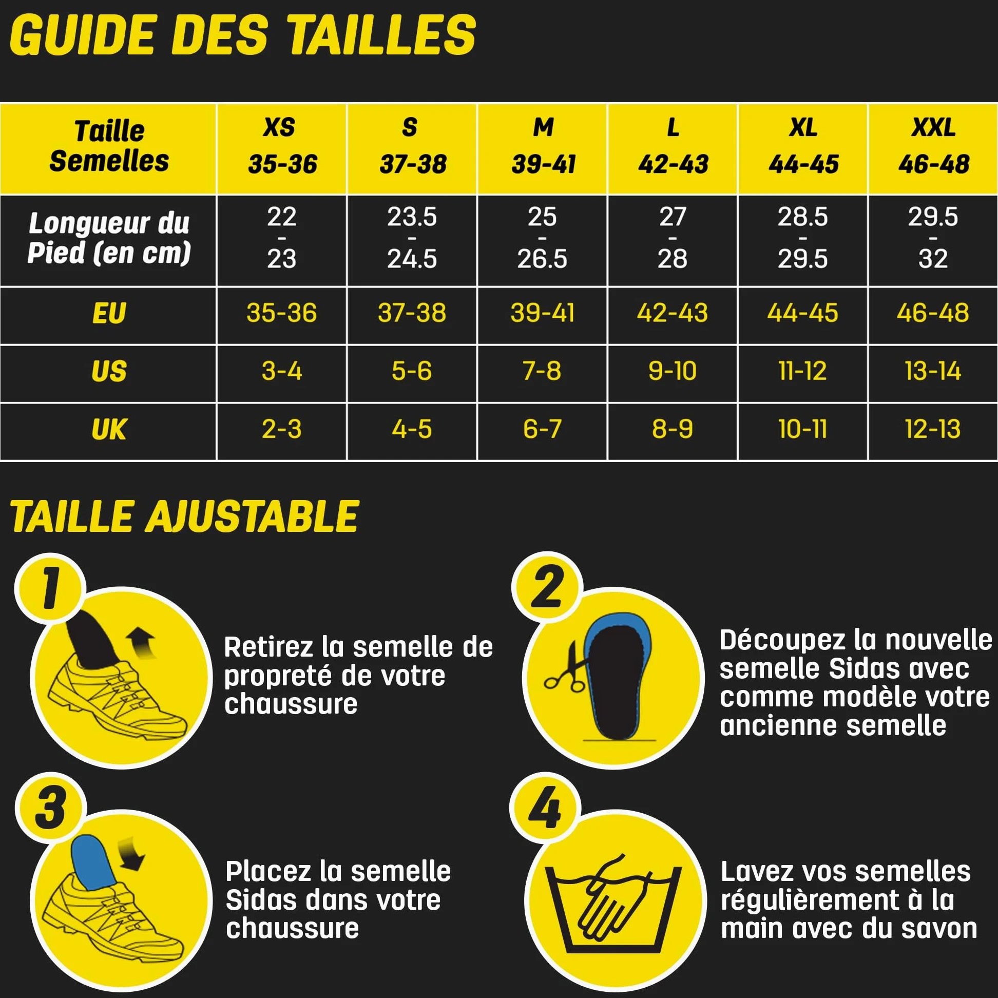 Sidas 3D Run Protect, Semelle Course à Pied, Propulsion et Stabilité, Absorption des Chocs et Confort Durable, Semelles Chaussures Homme et Femme