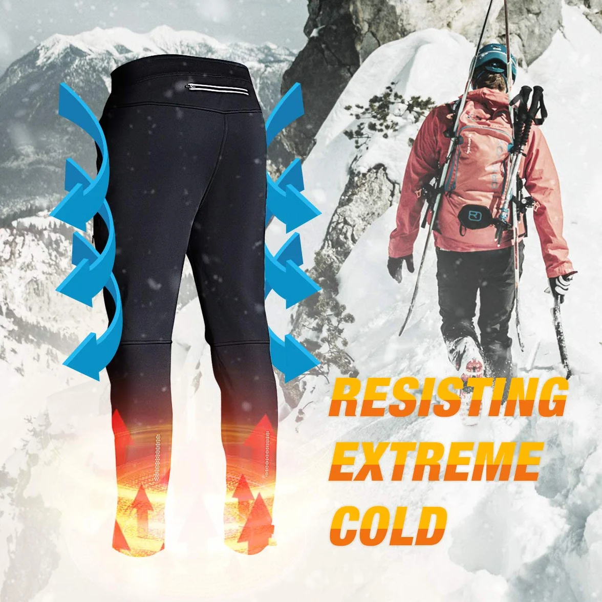 Souke Sports Pantalon de Cyclisme pour Homme avec Poches Zippées étanche Pantalon VTT Homme Thermique pour Hiver Long Respirant Pantalon de Sport pour Fitness Camping Escalade Course à Pied et Ski