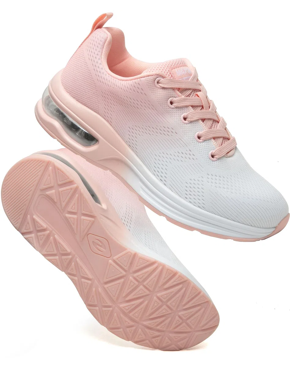 Baskets Femme Chaussures De Course avec Coussin D’Air Amortissantes Sport Sneakers Légères Respirantes Antidérapantes pour Running Marche Fitness Et Quotidien