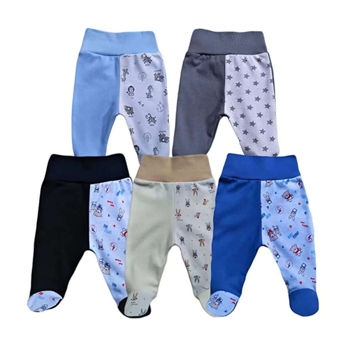 MEA BABY Pantalon bébé Unisexe avec Pieds, Lot de 5, pour Filles et garçons (Parent)