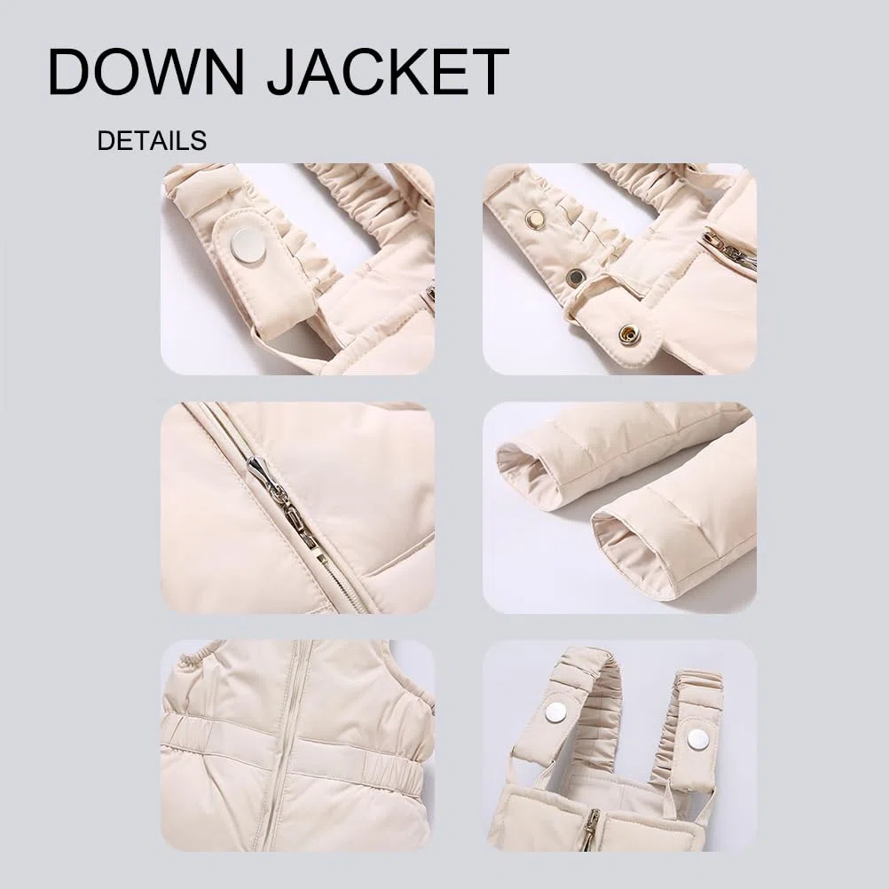 Combinaison de Neige 2PCS Fille Garçon Doudoune Manches Longues à Capuche + Pantalons de Ski Enfant Ensemble de Doudoune pour Bébé d'hive